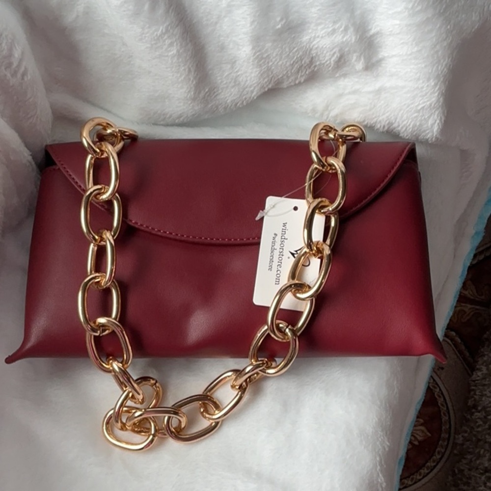 Windsor Red and Gold Clutch with Structured Design